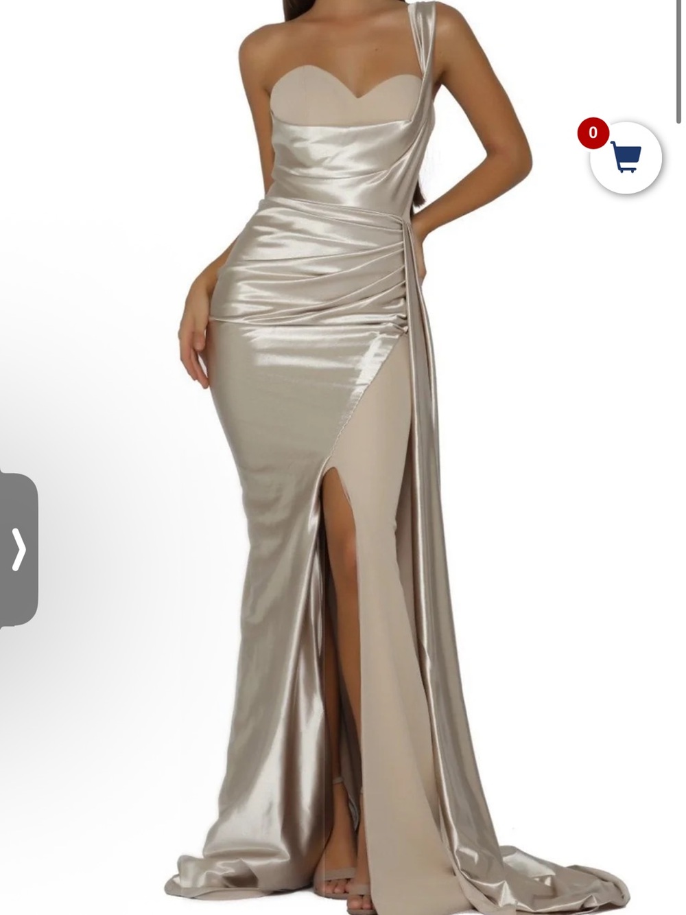 Portia & Scarlett Elegant One-Shoulder Satin Evening Dress in Champagne